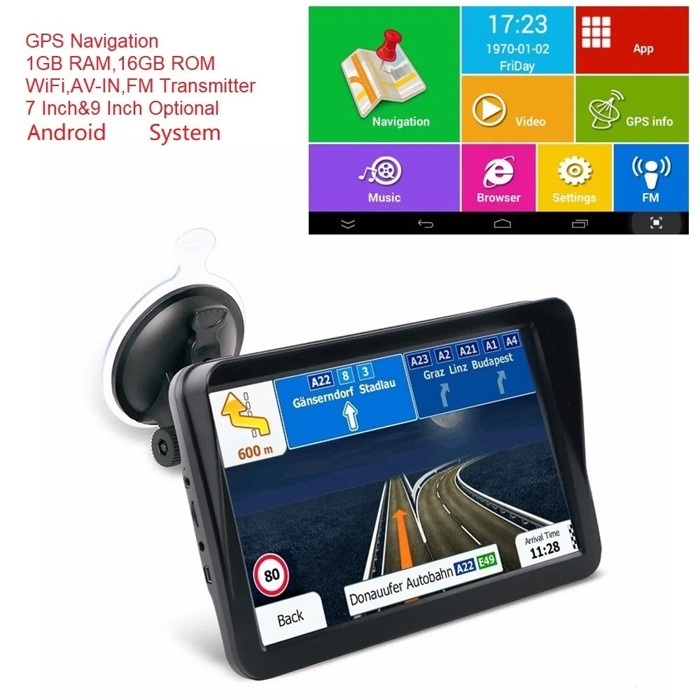 KMDRIVE 7" 9 Inch Android GPS Navigation For Car Truck Universal Sat Navigator DVR