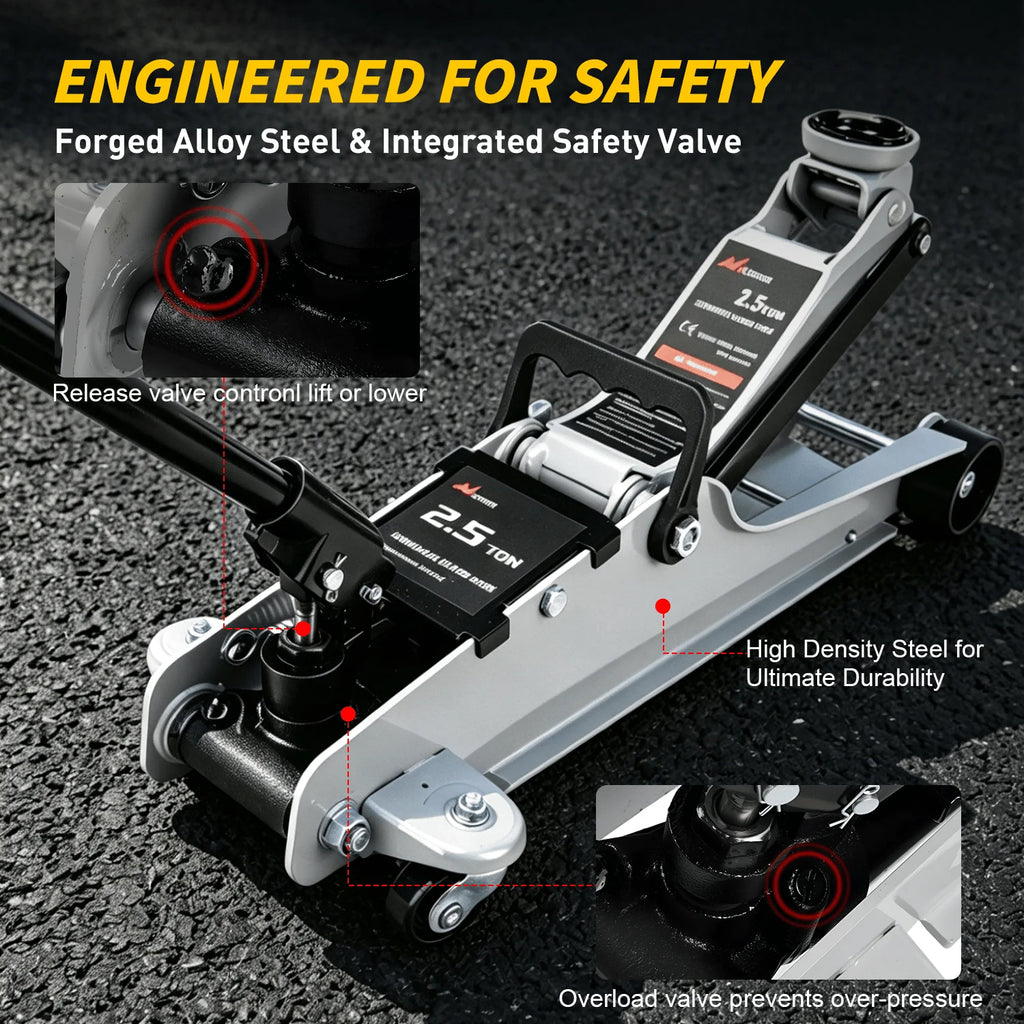 Nilight 2.5 Ton Floor Jack, Low Profile Hydraulic Trolley Car Jack With 360° Swivel Lifting Arm, Heavy Duty Steel Service Jack