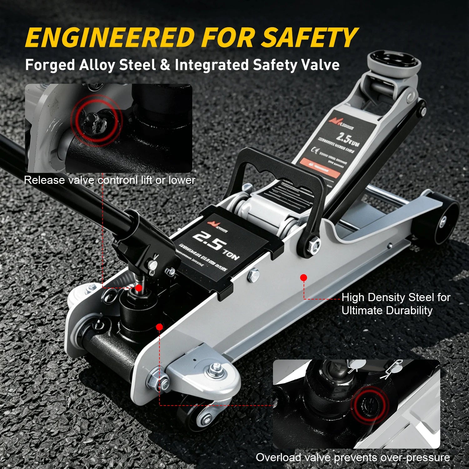 Nilight 2.5 Ton Floor Jack, Low Profile Hydraulic Trolley Car Jack With 360° Swivel Lifting Arm, Heavy Duty Steel Service Jack